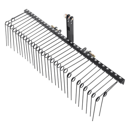 VEVOR Tow Behind Landscape Rake, 1.8m Tow Dethatcher with 32 Steel Tines, Lawn Dethatcher Rake Attaches to Category 1, 3 Point Hitch for Tractor, for Leaves, Pine Needles, Straw, and Grass