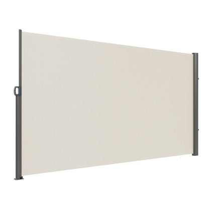 Retractable Side Awning,160X300cm Aluminum Outdoor Privacy Screen, 280g Polyester Water-proof Retractable Patio Screen, UV 30+ Room Divider Wind Screen for Patio, Backyard, Balcony, Beige