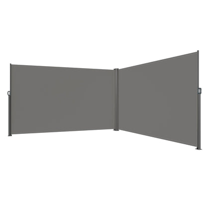 Retractable Side Awning, 160X600cm Aluminum Outdoor Privacy Screen, 280g Polyester Water-proof Retractable Patio Screen, UV 30+ Room Divider Wind Screen for Patio, Backyard, Balcony, Gray