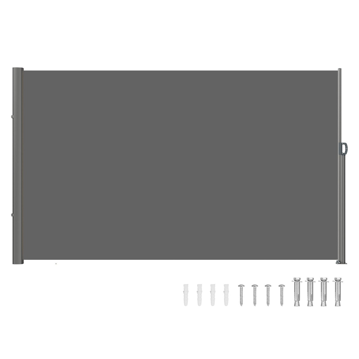 Retractable Side Awning, 180X300cm Aluminum Outdoor Privacy Screen, 280g Polyester Water-proof Retractable Patio Screen, UV 30+ Room Divider Wind Screen for Patio, Backyard, Balcony, Gray