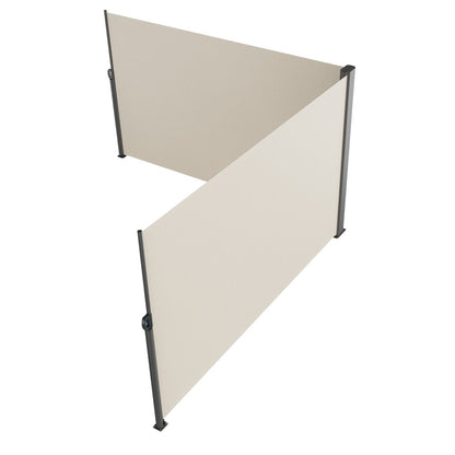Retractable Side Awning, 180X600cm Aluminum Outdoor Privacy Screen, 280g Polyester Water-proof Retractable Patio Screen, UV 30+ Room Divider Wind Screen for Patio, Backyard, Balcony, Beige