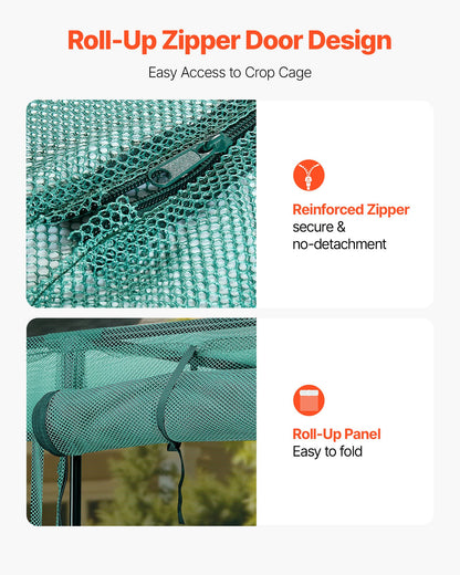 Crop Cage, 2.39 x 1.2 x 1.8 m Plant Protection Tent with Zippered Door, Wind-Resistant Tall Crop Cage, Easy to Install, Outdoor Raised Bed Cover, Tomato Plant Netting for Garden Patio Lawn