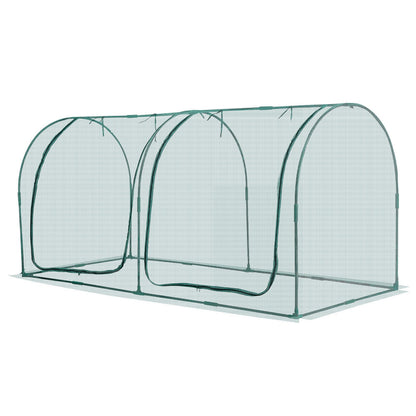 Crop Cage, 2.48 x 1.2 x 1.2 m Plant Protection Tent with Zippered Door, Wind-Resistant Tall Crop Cage, Easy to Install, Outdoor Raised Bed Cover with Frame, Plant Netting for Garden Patio Lawn