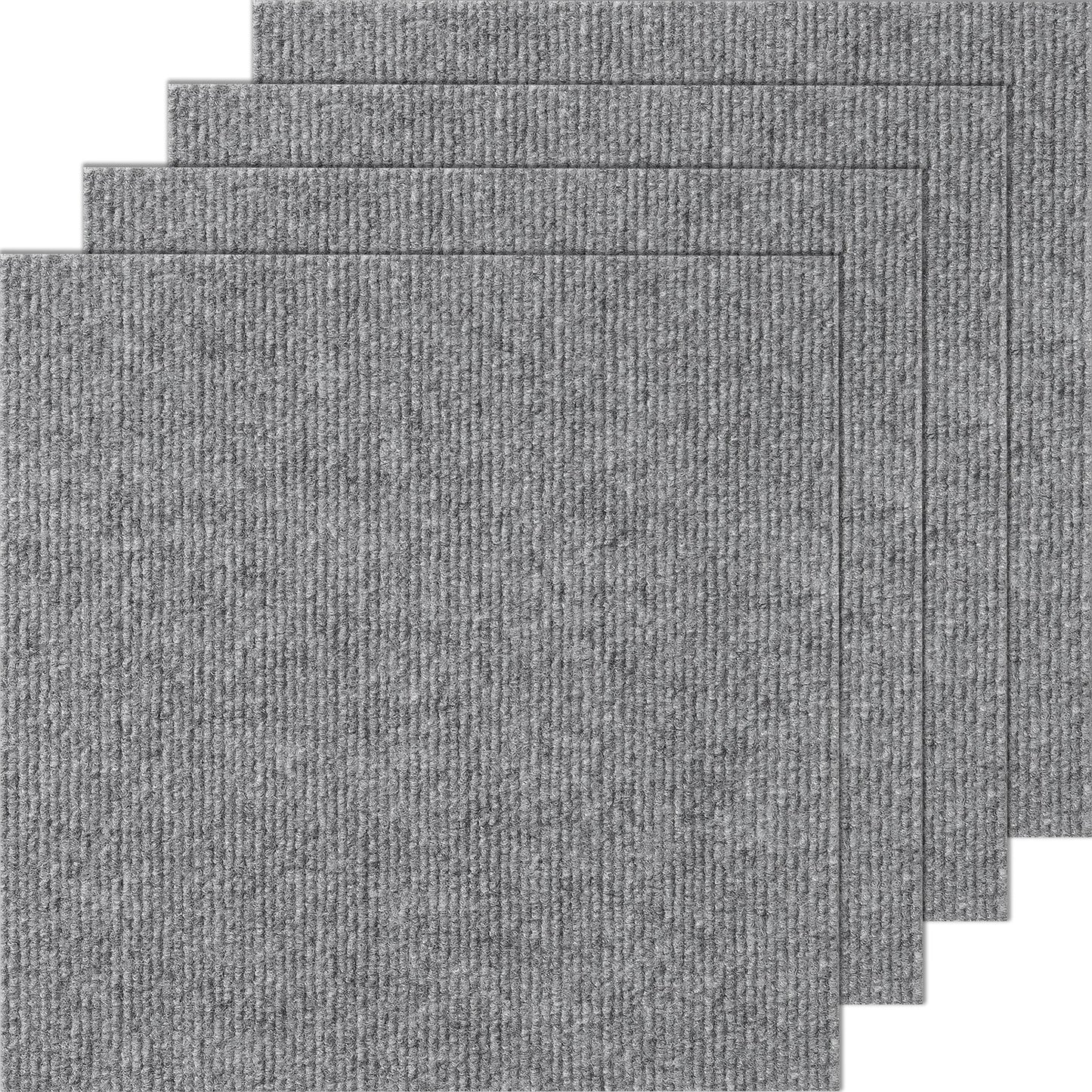VEVOR Carpet Tiles Peel and Stick, Squares Self Adhesive Carpet Floor Tile, Soft Padded Carpet Tiles, Easy Install DIY for Bedroom Living Room Indoor Outdoor (12 Tiles, Light Gray)