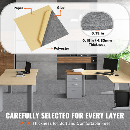 VEVOR Carpet Tiles Peel and Stick, Squares Self Adhesive Carpet Floor Tile, Soft Padded Carpet Tiles, Easy Install DIY for Bedroom Living Room Indoor Outdoor (12 Tiles, Light Gray)