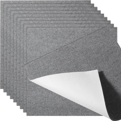 VEVOR Carpet Tiles Peel and Stick, Squares Self Adhesive Carpet Floor Tile, Soft Padded Carpet Tiles, Easy Install DIY for Bedroom Living Room Indoor Outdoor (9Tiles, Light Gray)