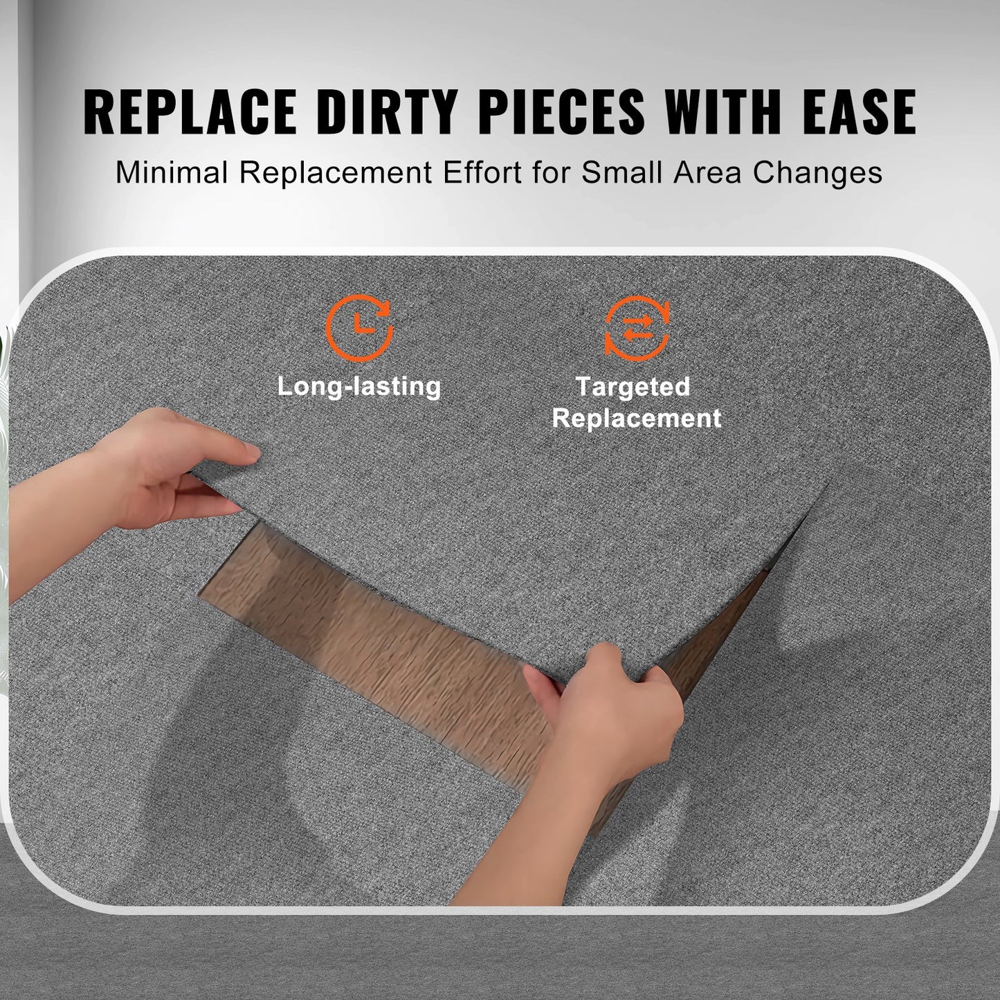 VEVOR Carpet Tiles Peel and Stick, Squares Self Adhesive Carpet Floor Tile, Soft Padded Carpet Tiles, Easy Install DIY for Bedroom Living Room Indoor Outdoor (9Tiles, Light Gray)