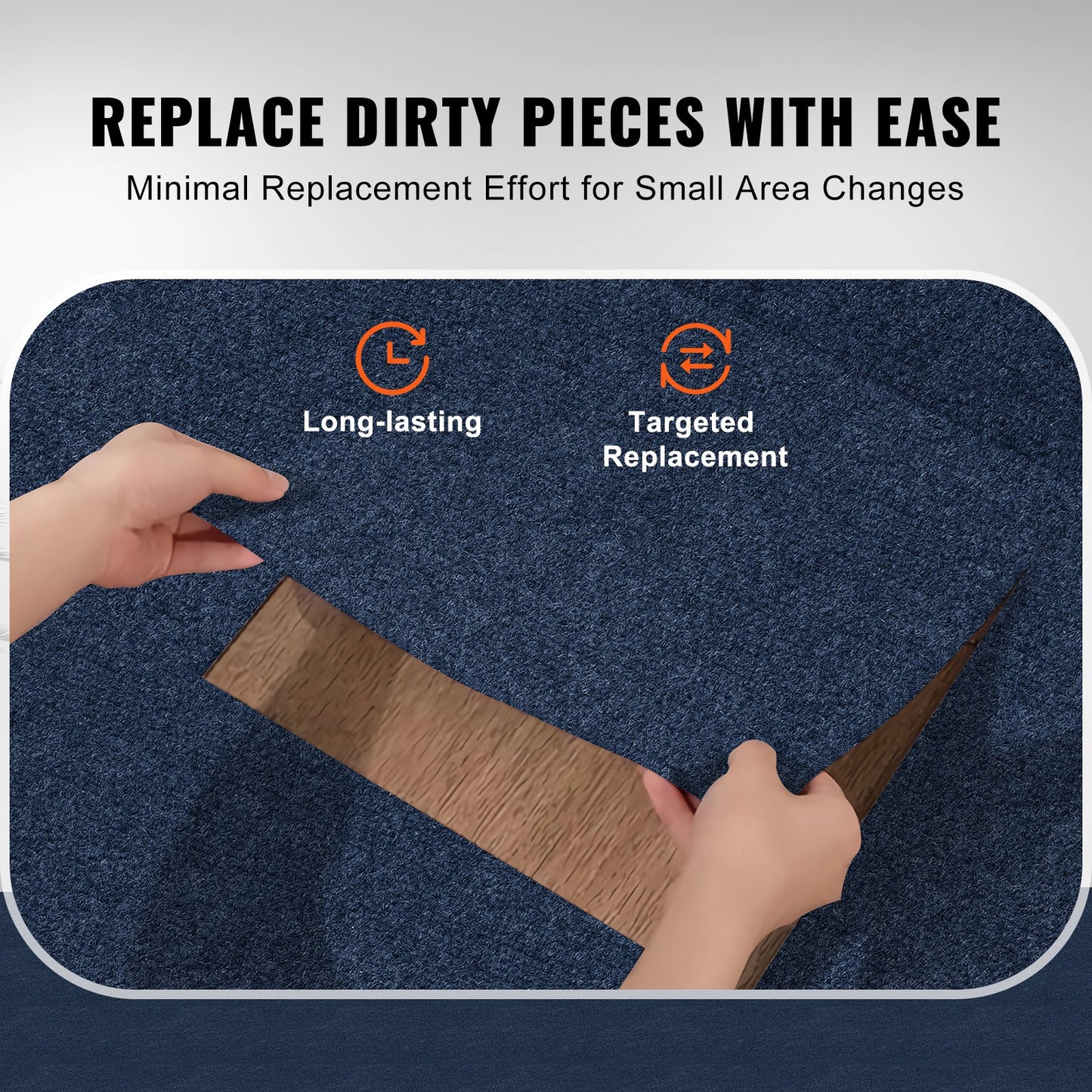 VEVOR Carpet Tiles Peel and Stick, Squares Self Adhesive Carpet Floor Tile, Soft Padded Carpet Tiles, Easy Install DIY for Bedroom Living Room Indoor Outdoor (15Tiles, Dark Blue)