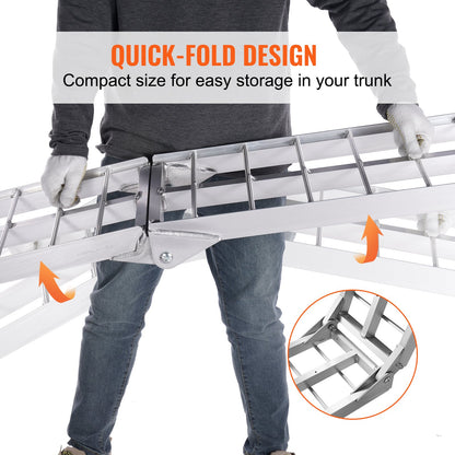 VEVOR Aluminum Ramp 1500 LBS Foldable Loading Ramps for Pickup Trucks Bed 2 PCS