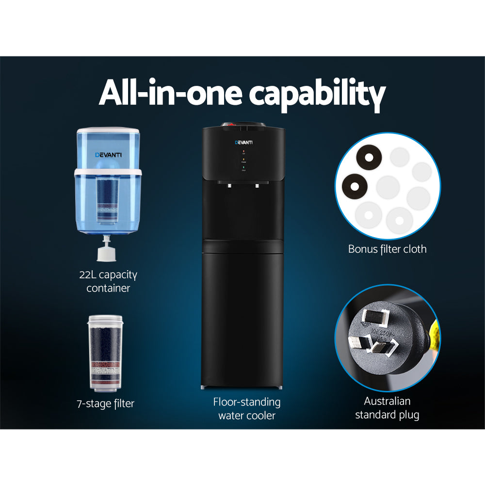 Devanti Water Cooler Dispenser Stand 22L Bottle Black