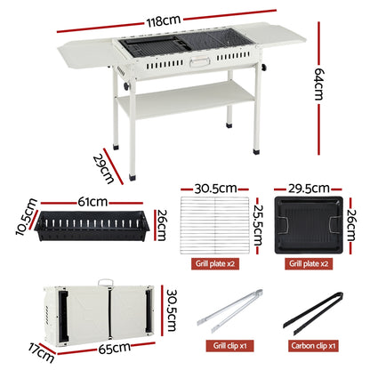 Grillz Portable BBQ Grill w/ Stainless Steel Racks & Pans for Outdoor