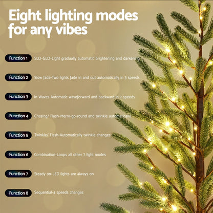 Jingle Jollys Christmas Tree 1.8M Pre-lit LED Xmas Tree 8 Modes Party Decoration