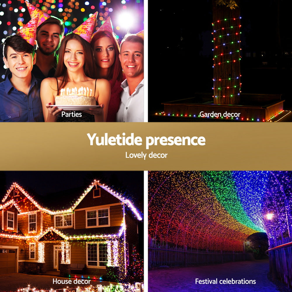 Jingle Jollys 30M Christmas Lights String Rope Light Decoration 300 LED Colorful