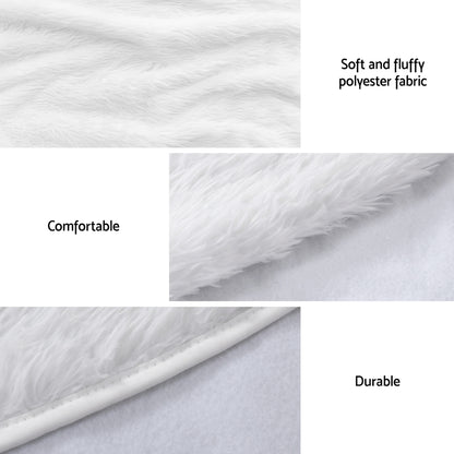 Jingle Jollys Christmas Tree Skirt 120cm Plush Xmas Fluffy Ornaments Decor White